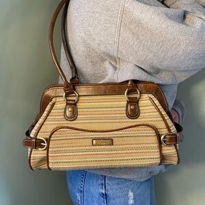 Brown and Tan Women's Handbag